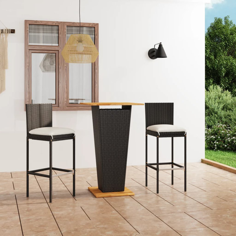 Ensemble repas pour 8 personnes avec coussins Tocarra Square, Noir, 2, 23.6" table length
