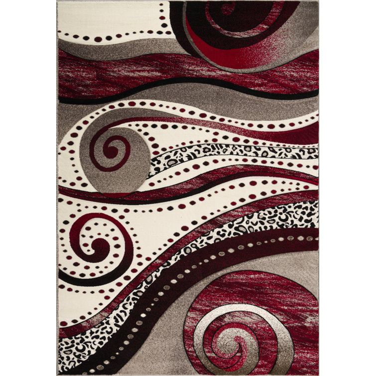 Tapis rouge / brun à motif abstrait Nekizia