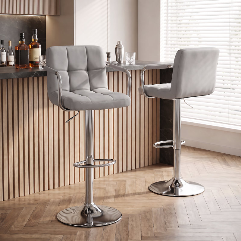 Tabourets de bar industriels pivotants avec accoudoirs, tabouret de comptoir ergonomique en similicuir pour îlot de cuisine et bar pour la maison