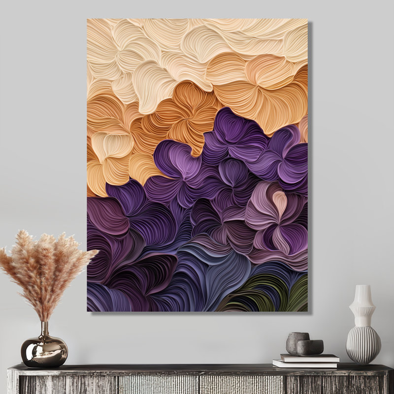 Améthyste, fleur de verveine I - art mural en métal fleur, impression traditionnelle sur métal, H 44 po x l 34 po x P 0,84 po