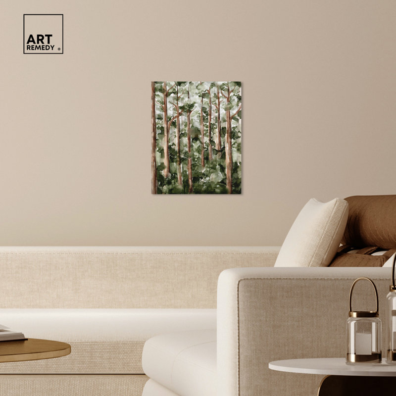 Wildy Forest Green and Brown Landscape Canvas Wall Art, 16" x 20"