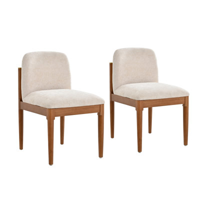 Marion Upholstered Dining Chairs with Woven Rope Backrest & Solid Wood Legs