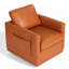 Fauteuil pivotant d'appoint en cuir véritable de 76 cm (30 po) avec poche latérale réglable et structure en bois massif