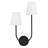 2-Light Right Hand White Linen Wall Sconce-2071528366