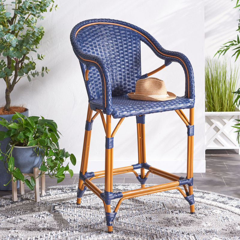 Tabouret de bar Popplewell, Marine, 25.75" H x 22.5" W x 22.5" D