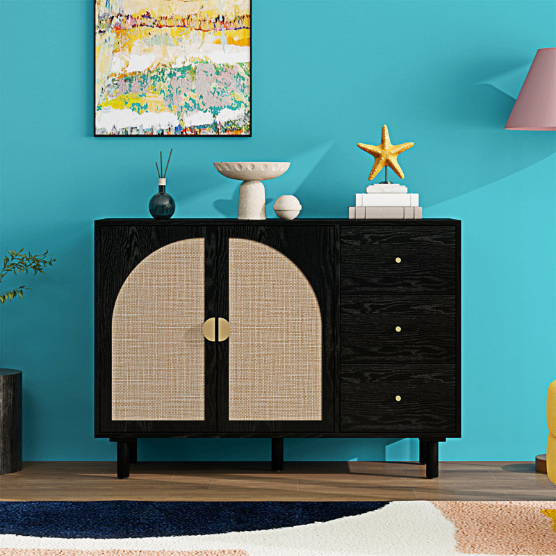 Armoire 2 tiroirs 2 portes, Noir
