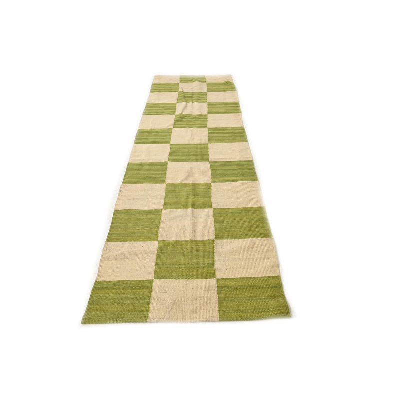Tapis de couloir vert ivoire Orta