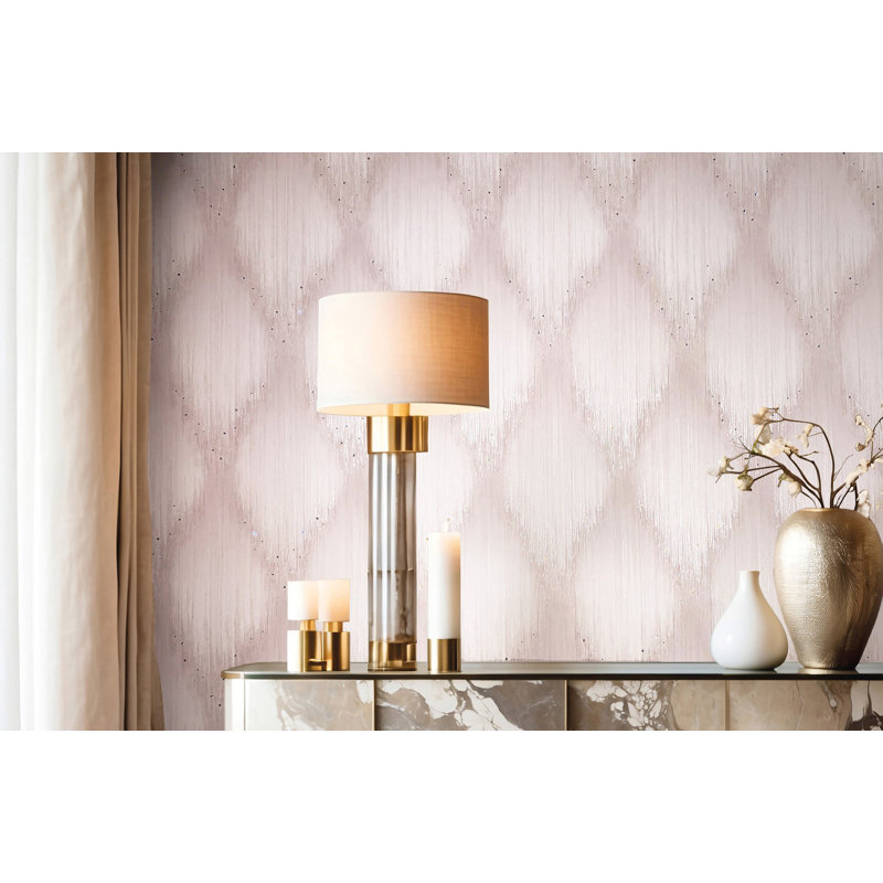 Galerie Fashion Icon Shimmer Rhinestone Stripes Wallpaper, Pink