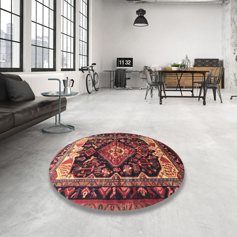 Tapis noir Southwestern, Rond 6 pi