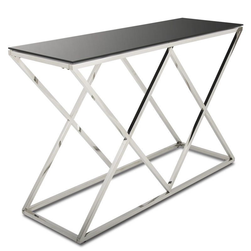 Ewert 120cm Glass Top Console Table, Silver