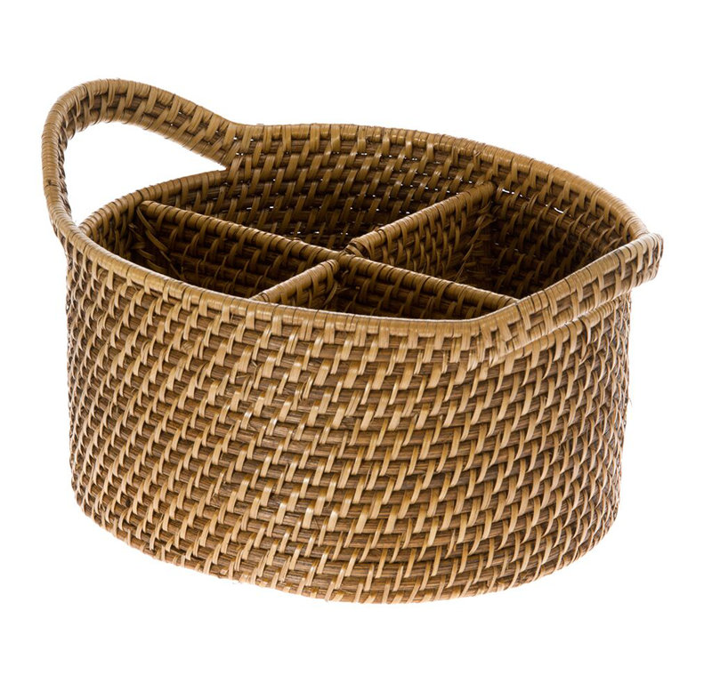 Bavan Rattan Oval Flatware Caddy, Brown