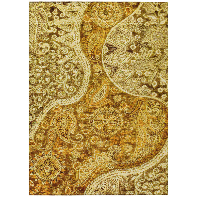 Carmina Orange Washable Indoor-Outdoor Rug - , 9' x 12'
