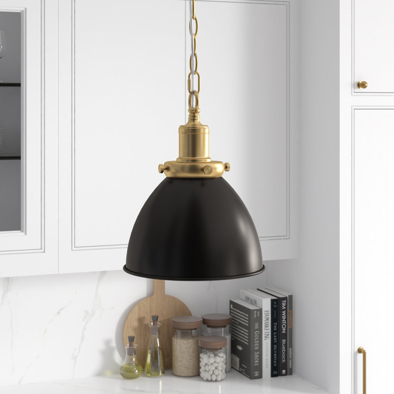 Elodie 1 - Light Brass Dome Pendant, 84" H x 5.13" W x 5.13" D, Black