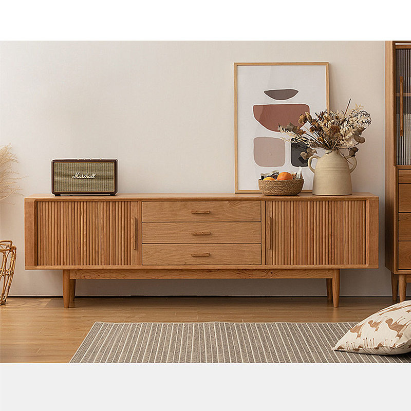 Meuble audio-visuel simple en bois de cerisier