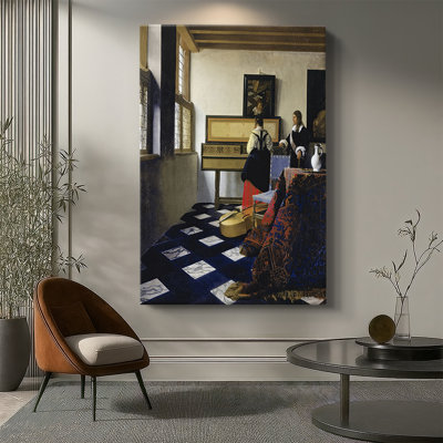 La leçon de musique - galerie tendue sur toile tendue par Johannes Vermeer