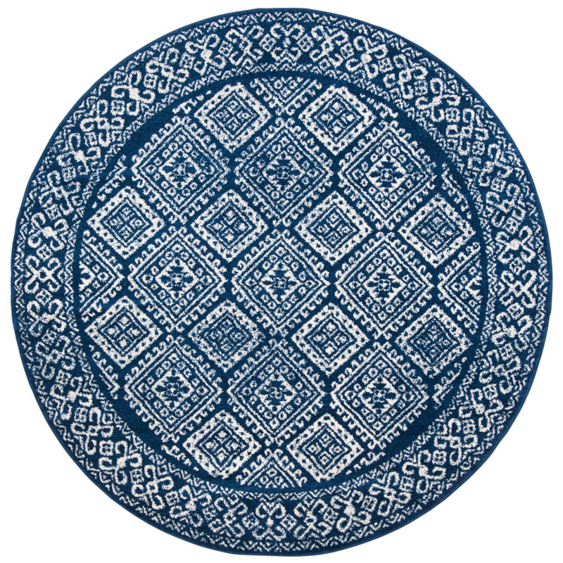 Tapis bleu marine / ivoire Callista, Rond 6 pi 7 po