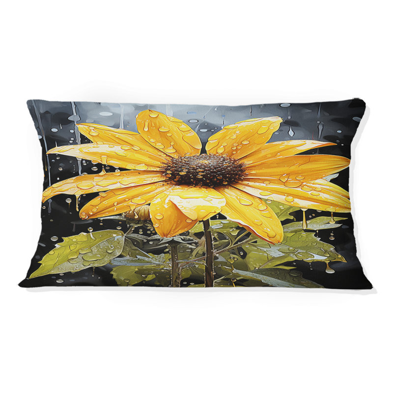 Coussin décoratif fleur jaune contrastant - fleur jaune