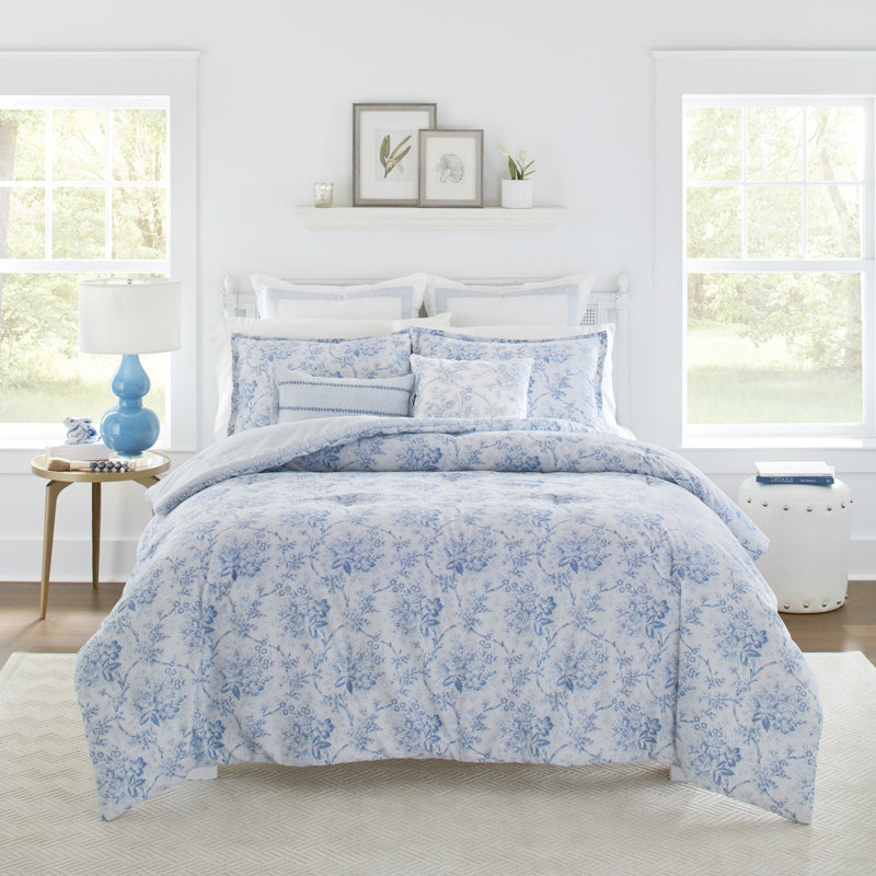 Ensemble d'édredon en coton Laura Ashley Nina, Édredon grand + 2 taies décoratives européennes