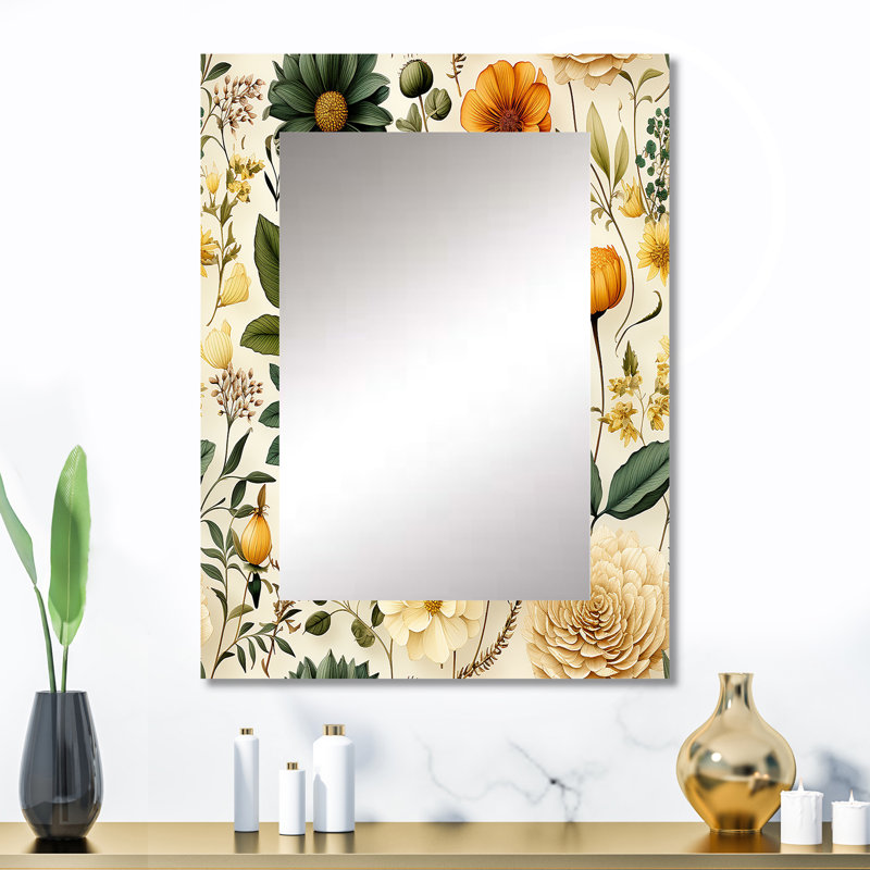 Adalyne Floral Wanderlust, motif boho - miroir mural botanique, miroir décoratif, 32 po x 24 po