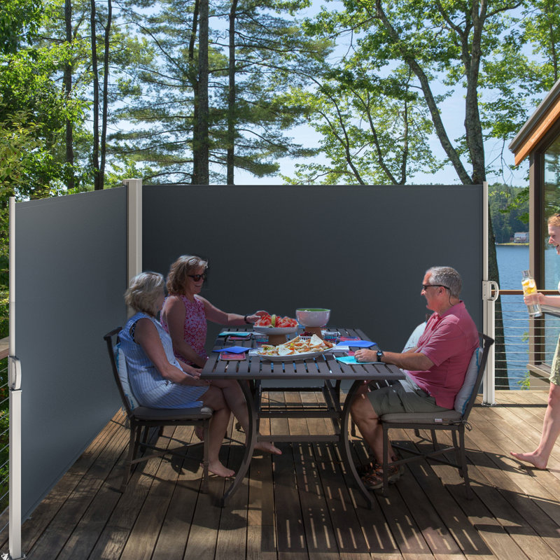 236"W Polyester Cover Retractable Side Awning, 79" H x 236" W x 1.6" D, Gray