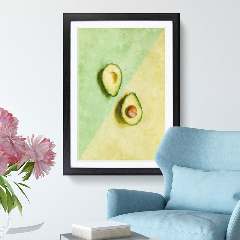 Avocado Split - Picture Frame Painting Print, 33cm H x 24cm W x 2cm D, Black Framed