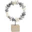 Sculpture circulaire Cecel en métal gris abstrait avec base en bois brun-541011967