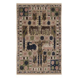 Contemporary Folk Pictorial Wool Rug Inspired by Märta Måås-Fjetterström by Rug & Kilim, India "Hästhagen"