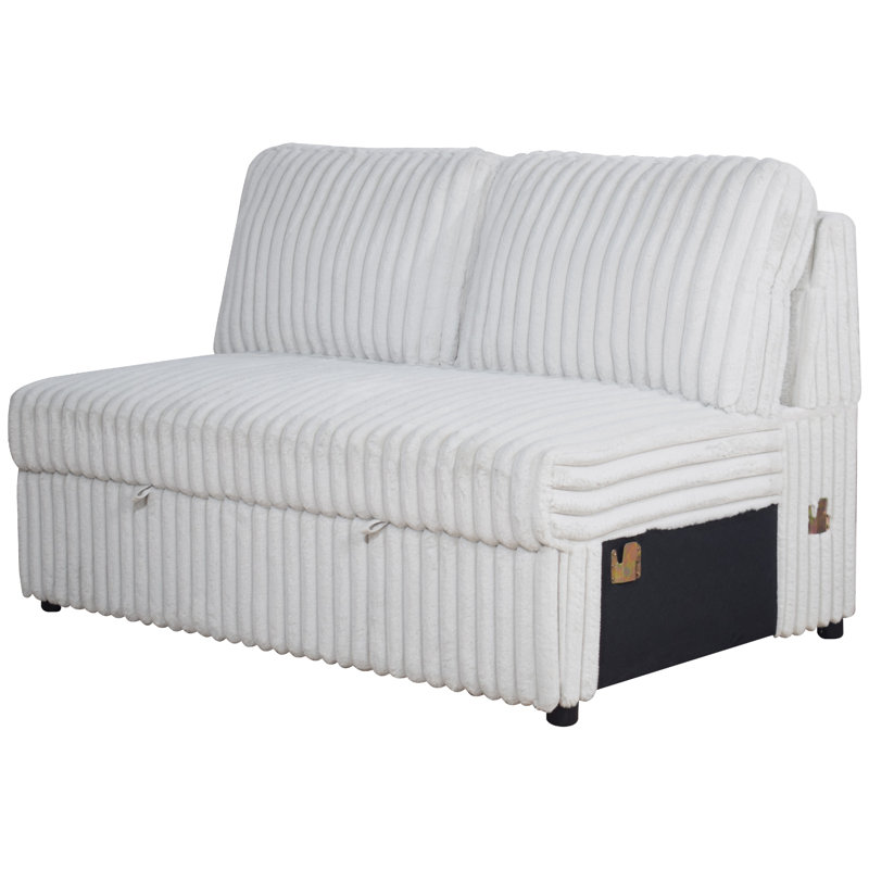 Canapé-lit modulaire Jezz avec USB, 4 coussins, mousse, velours gris brume, Tissu gris brume