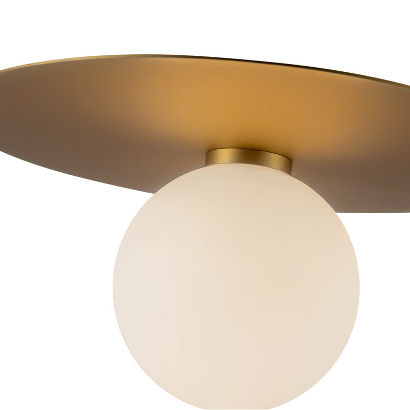 Elixir 10-In Flush Mount, Gold, 7.38" H x 14.1" W x 14.1" W, White/Gold