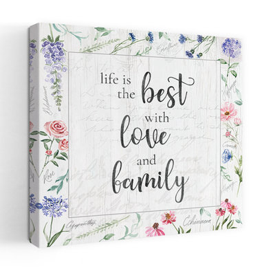 Love And Family Rustic Vintage Hydrangea Poppy Flower Wall Art Print