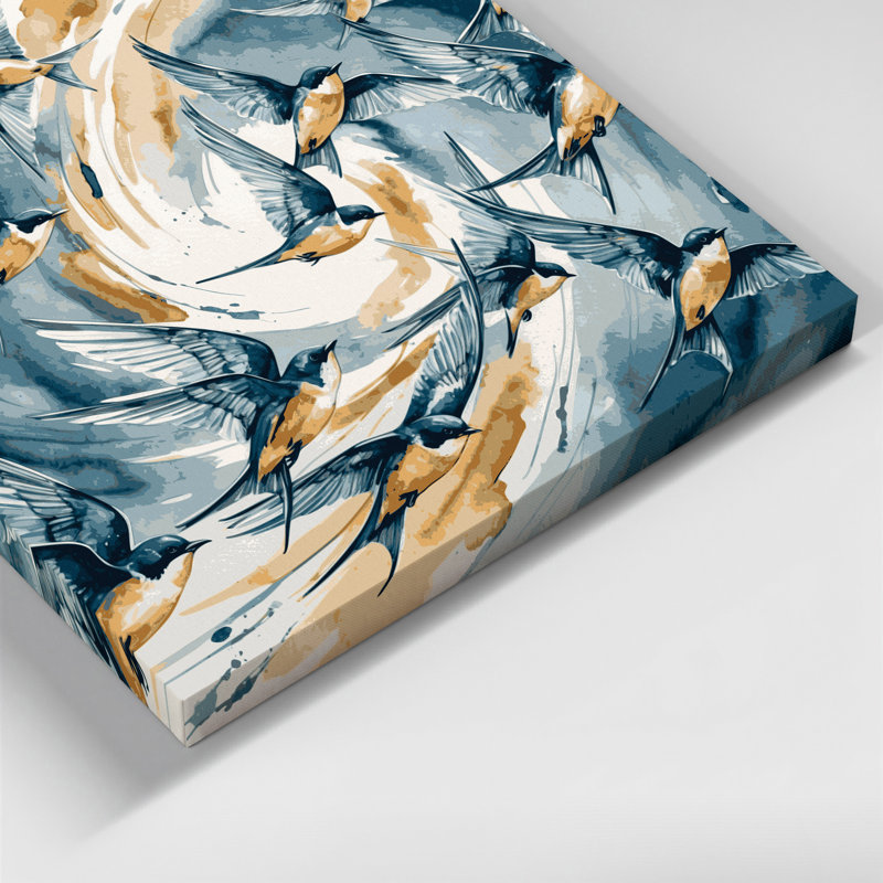 Birds Tree Swallow Beige Canvas Wall Art, 11" H x 14" W