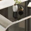 Table basse de 57 po en acier inoxydable argenté avec verre, table basse moderne pour le salon, plateau en verre à 2 niveaux avec design grand espace