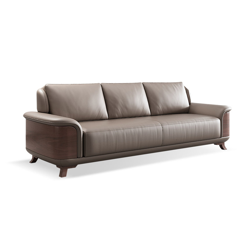 Canapé standard en cuir véritable kaki, Khaki