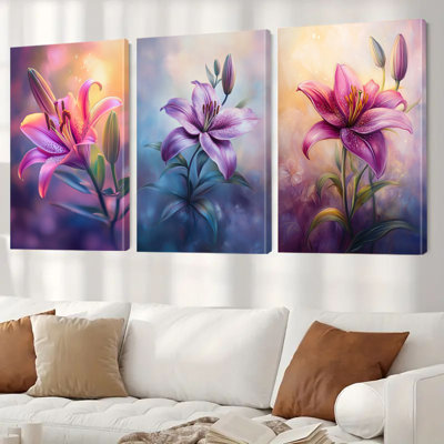 Impression sur toile irisée 3 pièces pour un décor romantique
