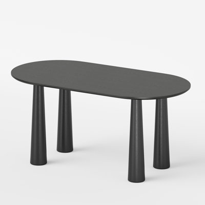 79" Wood Oval Dining Table Kitchen Table with Four Leg