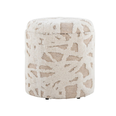 18" Beige Wool Multi-Purpose Storage With High Pile Textured Styling, 250 Lbs Capacity, Indoor Use Only Use, No Assembly