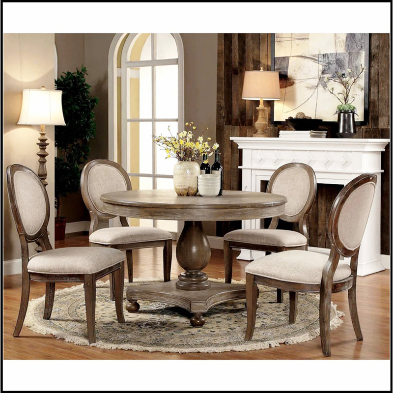 Ensemble de 2 chaises de salle à manger rembourrées en tissu beige avec finition chêne rustique pour plus de confort et de style