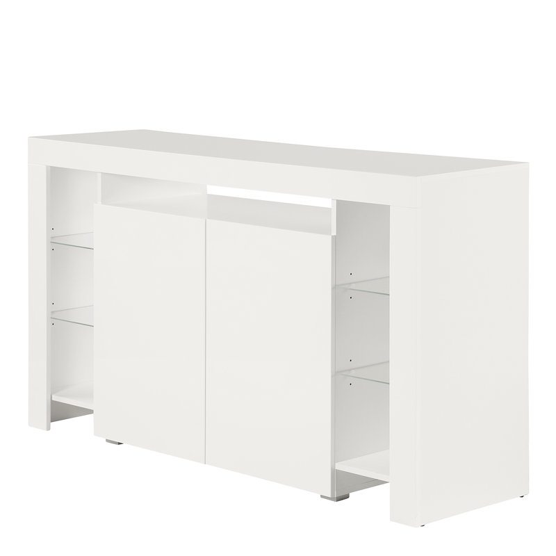 Riddick 150.5cm Sideboard, White High Gloss, Without Led Lighting