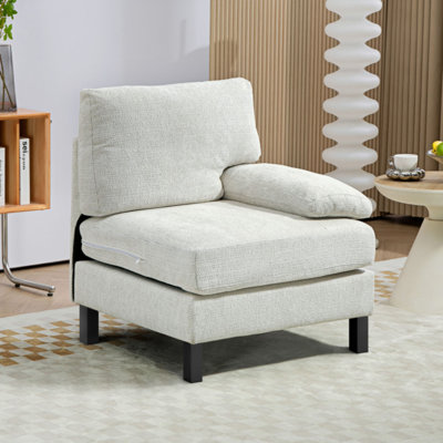 Module de canapé moderne pour canapé modulaire modulaire, fauteuil faisant face à gauche avec pieds en bois et ressorts ensachés pour le salon
