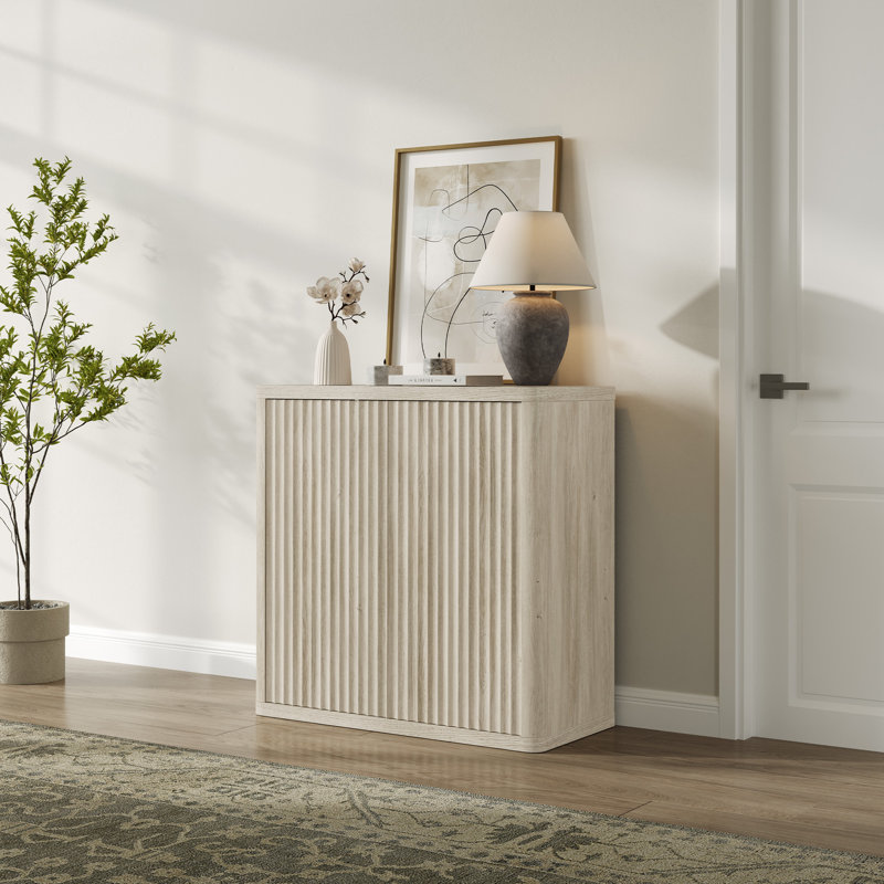 Buffet 2 portes avec tablettes réglables l 34,6 po Cesiro, Gris / gris / chêne blanc, 1 pièce
