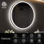 Naliyah Framelesss Round LED Bathroom Mirror with Lights, Makeup Mirror with Front and Backlit, Anti-Fog, 3 Colours and Dimmable Light-84179241