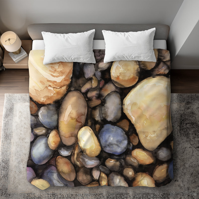 Hygge Brown Shapes King Duvet Cover - Small Pebbles Home Decor