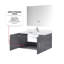 Meuble-lavabo gris foncé 36 po, surface en quartz blanc, robinet, po Miroir à DEL - Teinture - Finition de la surface de la baignoire avec dessus-131092221