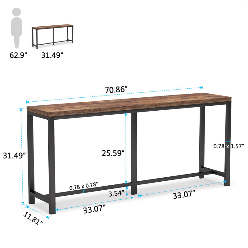 Nagata 70.86'' Console Table, Brown/Black