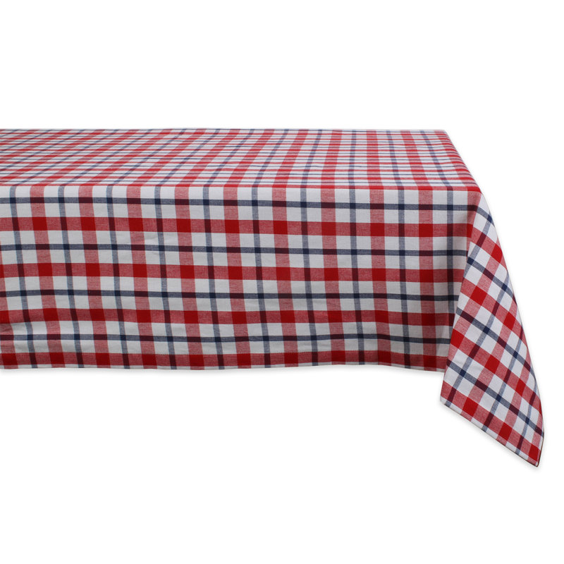 Del Mar Plaid 100% Cotton Tablecloth, 52" L x 52" W