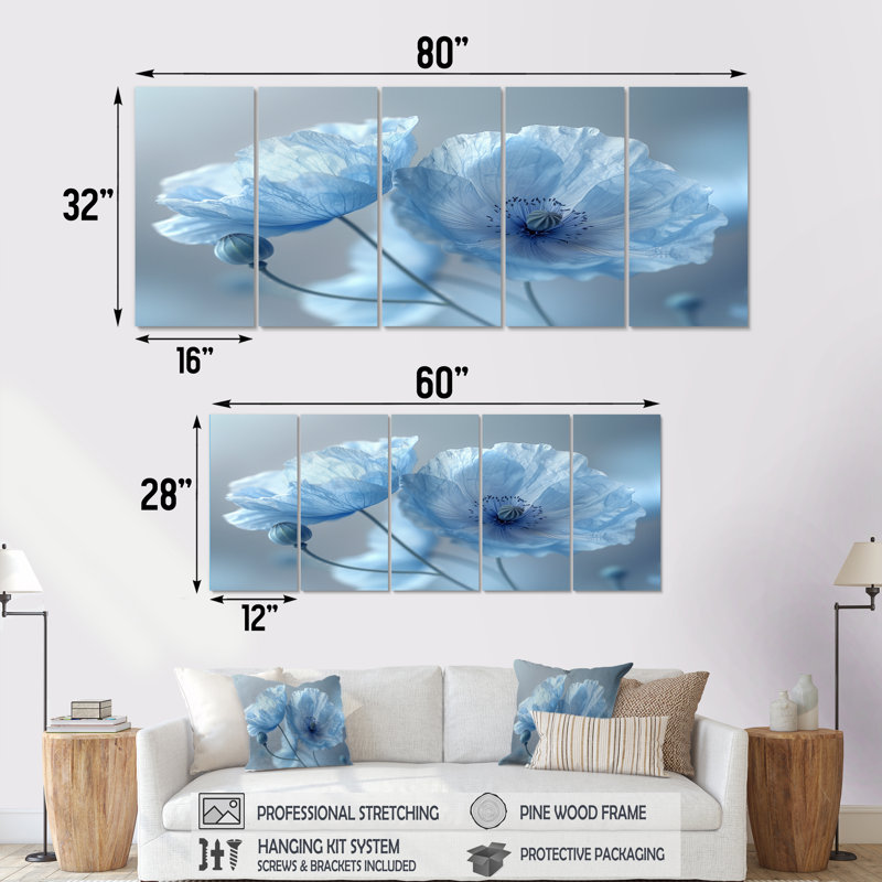 Elanah - Coquelicots, ensemble d'art sur toile, H 28 po x l 60 po
