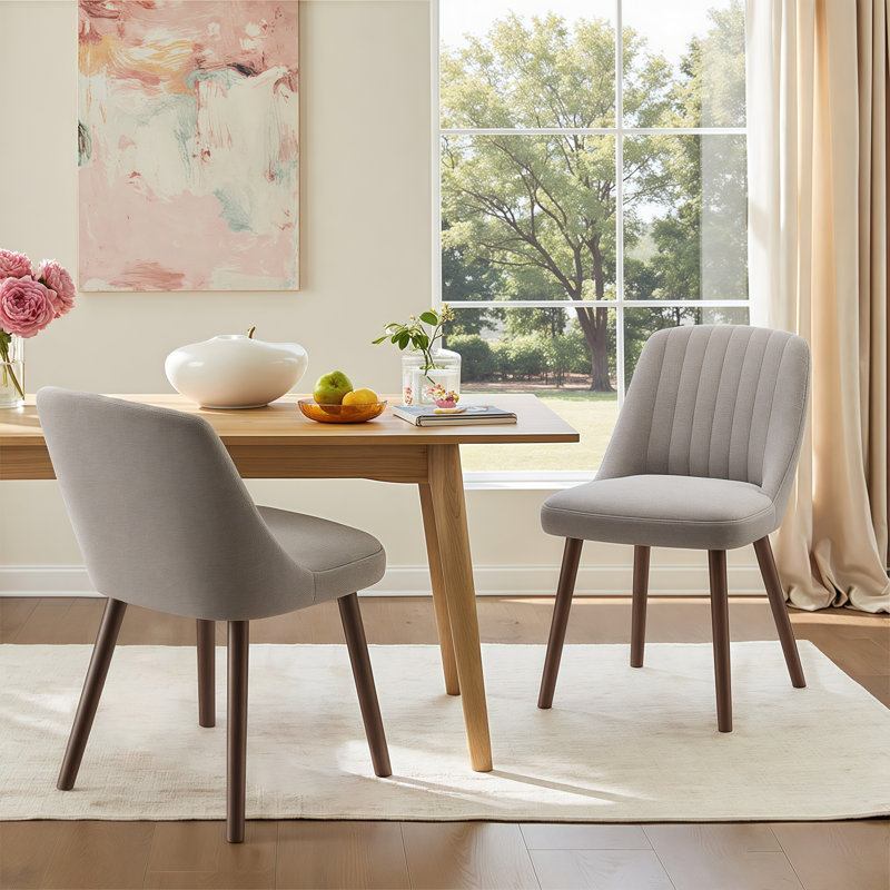 47cm H Fabric Upholstered Upholstered Back Side Chair, Taupe