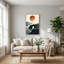 Vintage Coastal Rock Arch and Large Rusty Orange Sun Canvas Wall Art-133544156