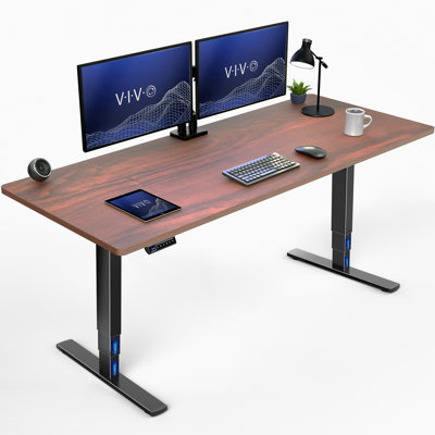 Bureau debout électrique 71 "x 30" VIVO, plateau de table en noyer foncé, structure noire