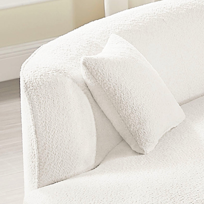 Revêtement de luxe blanc de style moderne à accoudoirs courbés avec méridienne 2, faisant face à la gauche, sièges à haute résilience